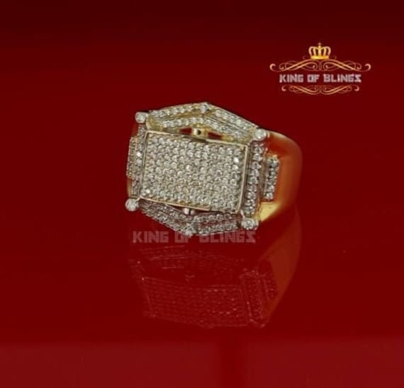 1.30Ct Iced Out Yellow Cubic Zirconia Rectangle Fashion Ring Men's Big Size 11 von kingofblingsDesigns