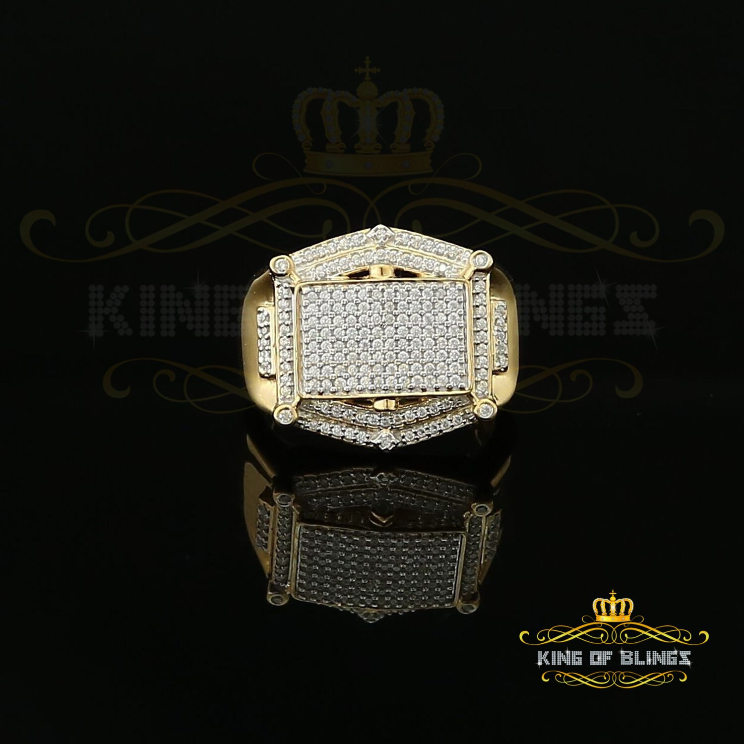1.30Ct Iced Out Yellow Cubic Zirconia Rectangle Fashion Ring Men's Big Size 11 von kingofblingsDesigns