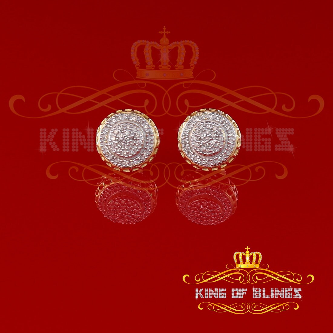 10K Real Yellow Gold W/Real 0.33Ct Diamond Men's/Women's Stud Earring von kingofblingsDesigns