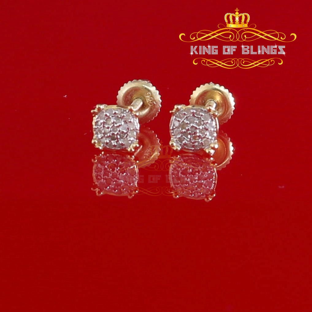 10K Yellow Gold Finish Real Diamond 0.10 Ct Stud Silver Earrings von kingofblingsDesigns