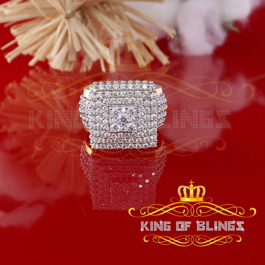 925 Sterling Yellow Silver 14.00Ct Cubic Zirconia Square Men's Gift Ring Size 8 von kingofblingsDesigns