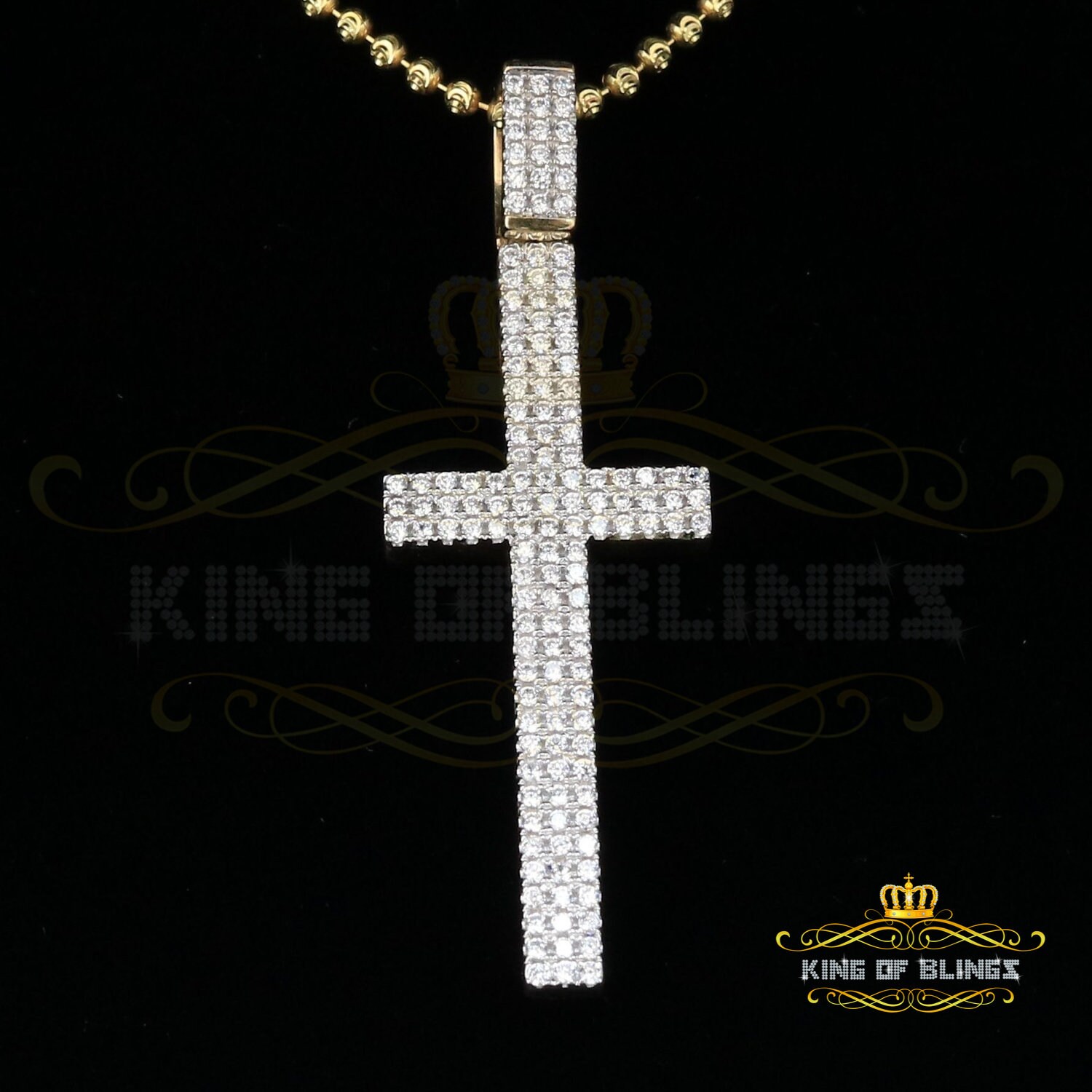King Of Bling's Yellow Sterling Silver Cross Pendant With 1.41Ct Cubic Zirconia von kingofblingsDesigns
