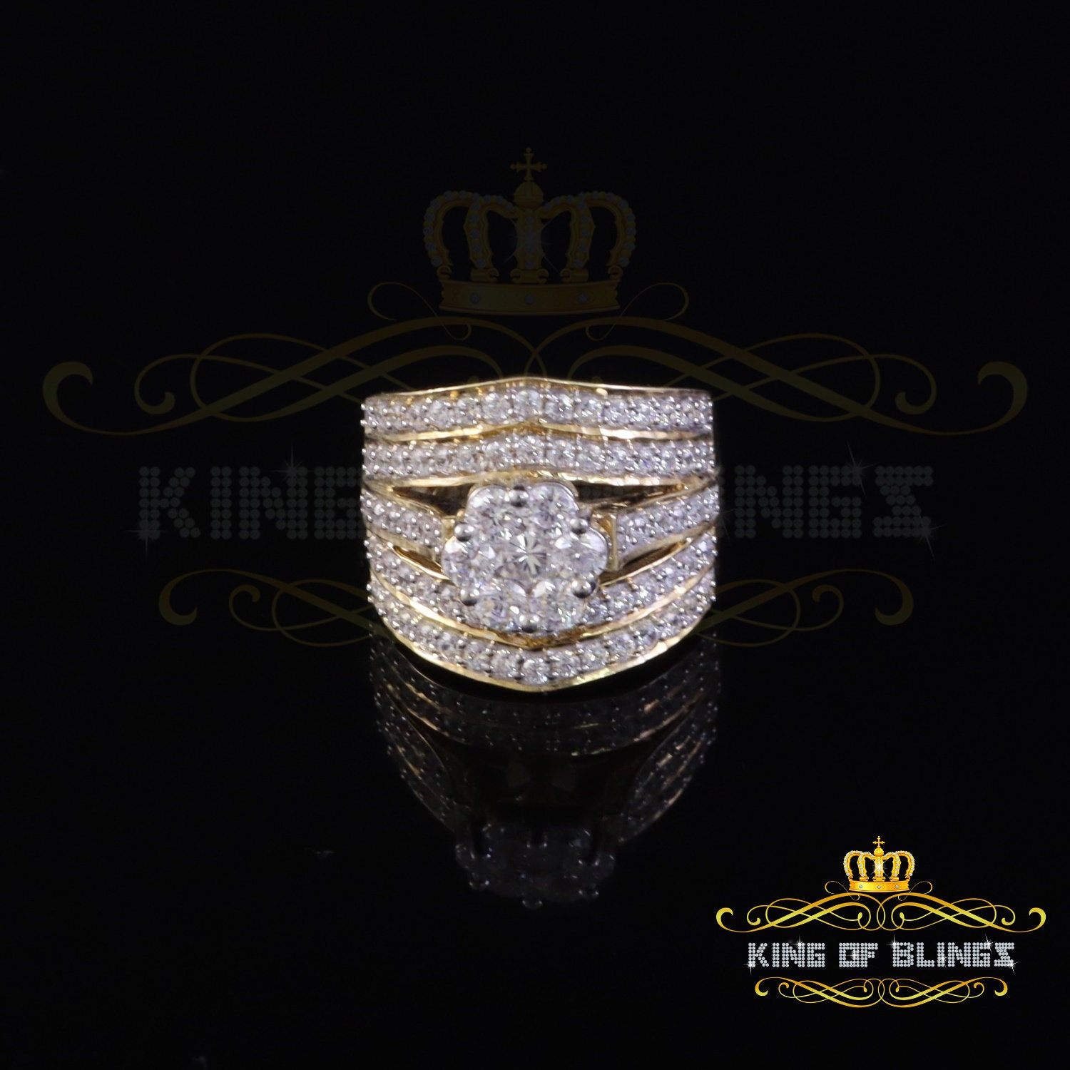 King Of Blings Women's 6.00Ct. Cubic Zirconia Yellow Silver Floral Ring Size 8 von kingofblingsDesigns