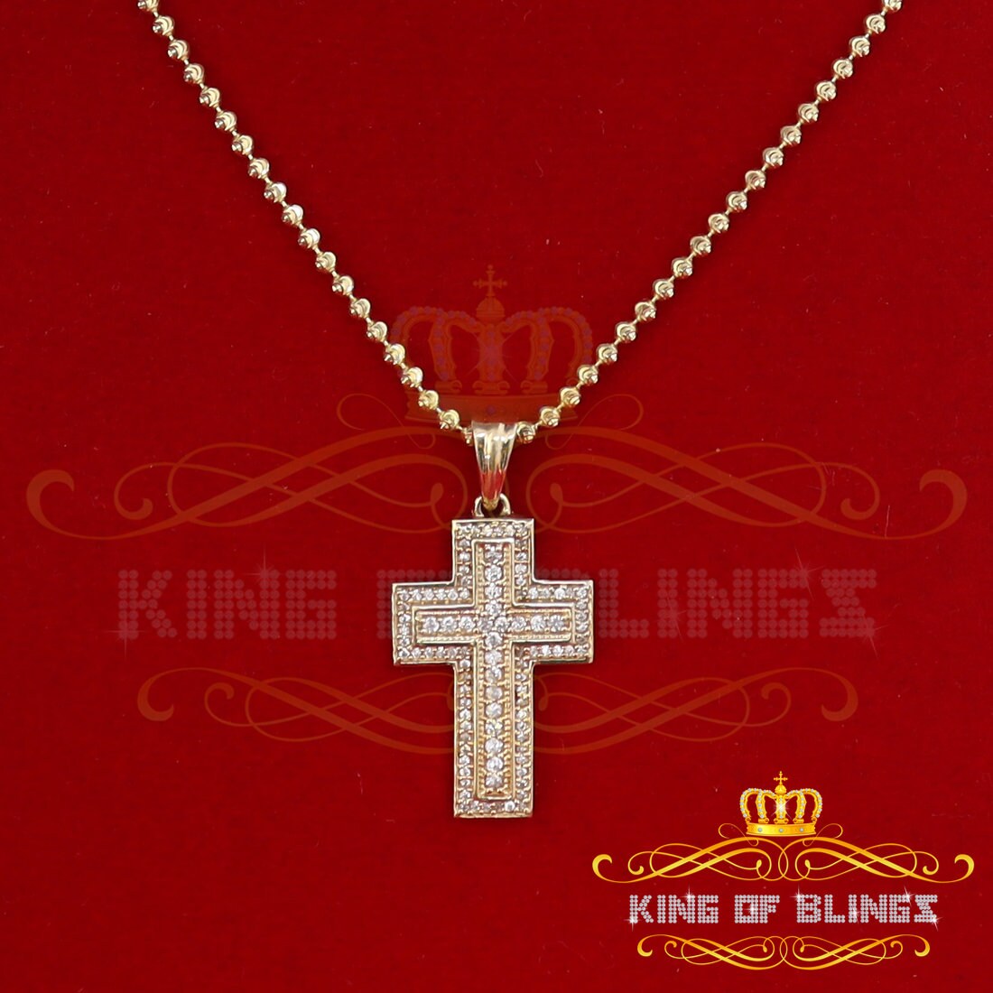 Promise Yellow 925 Sterling Silver Cross Pendant With 1.39Ct Cubic Zirconia von kingofblingsDesigns