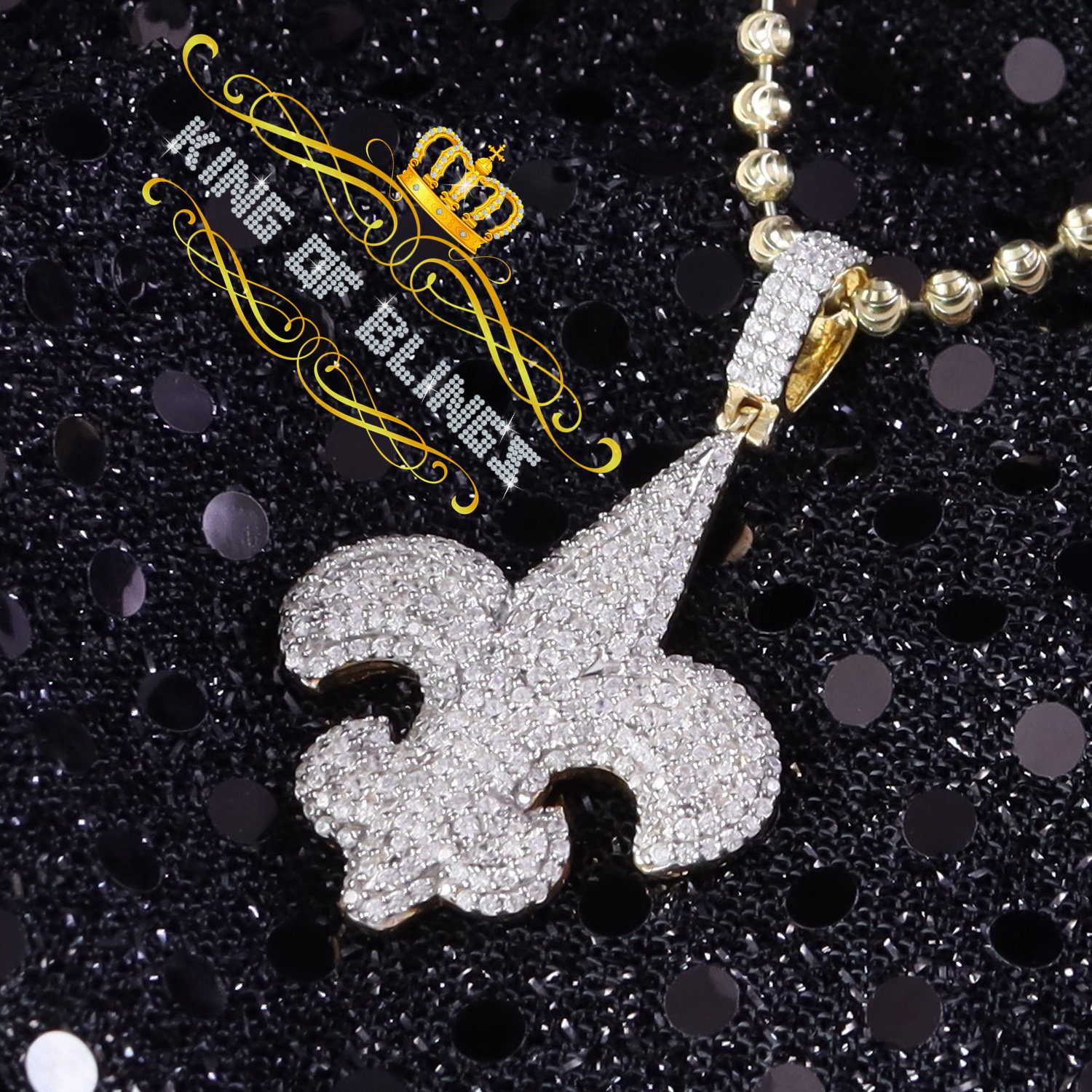 Promise Yellow Sterling Silver Fleur De Lis Pendant With7.04Ct Cubic Zirconia von kingofblingsDesigns