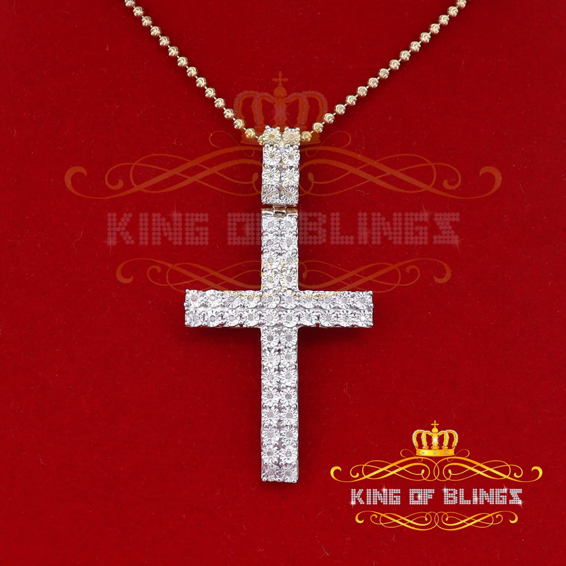 Real 0.33Ct Diamond Sterling Silver Cross Charm Fashion Necklace Yellow Pendant von kingofblingsDesigns