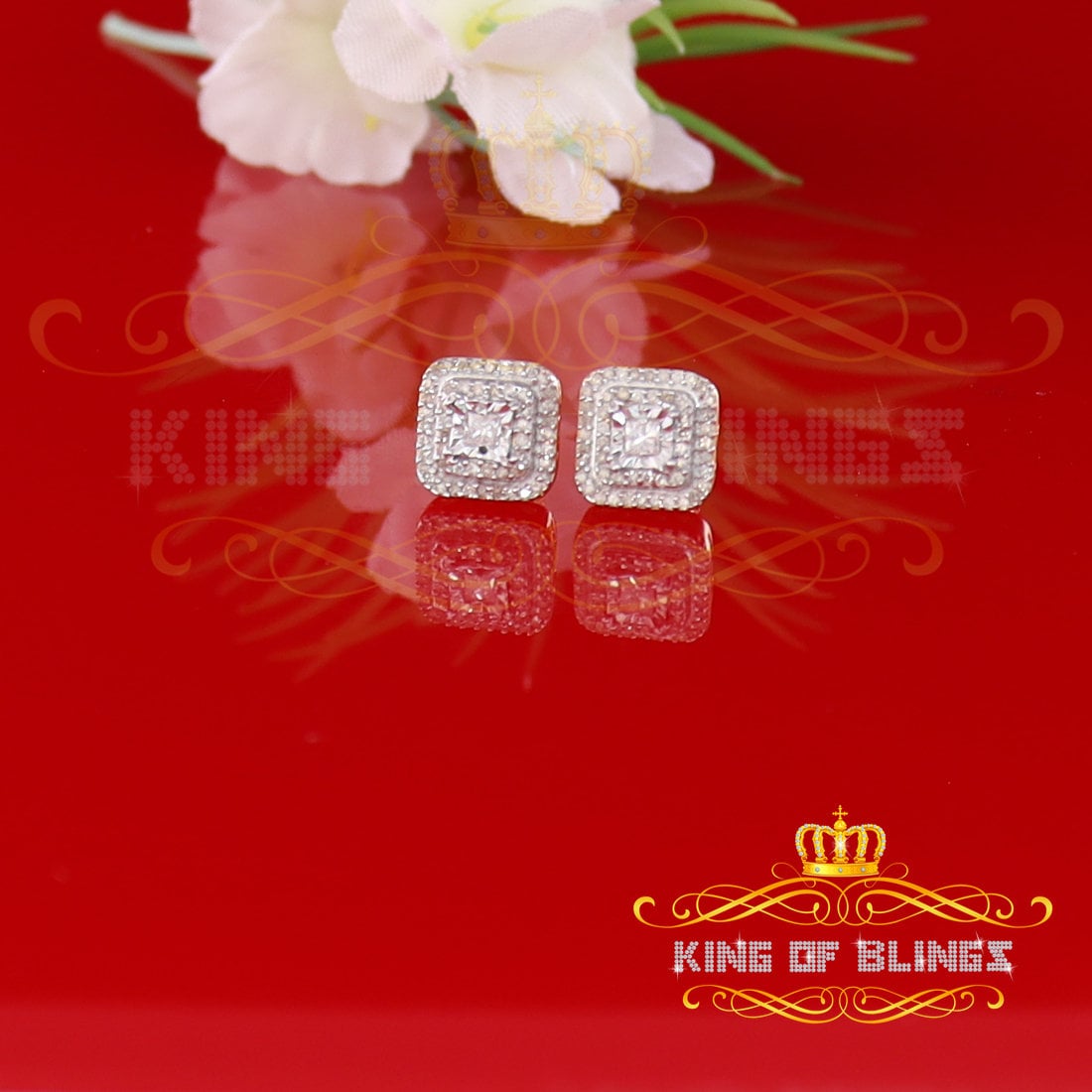 Silver Iced Out 0.33Ct Hip Hop Men/ Women Diamond Stud Earring Sterling von kingofblingsDesigns