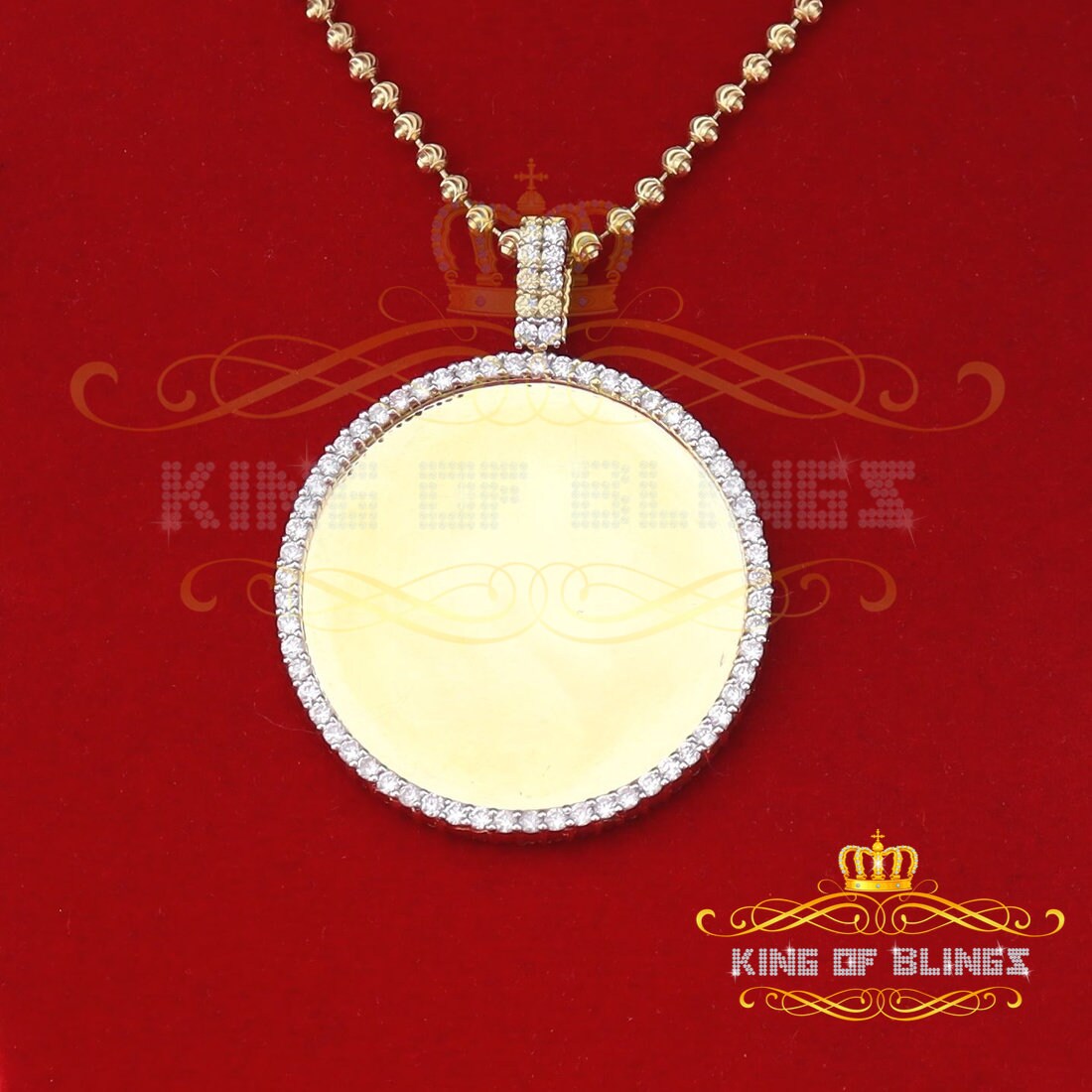 Yellow 925 Sterling Silver 1.75" Inch Round Pendant With 8.40Ct Cubic Zirconia von kingofblingsDesigns