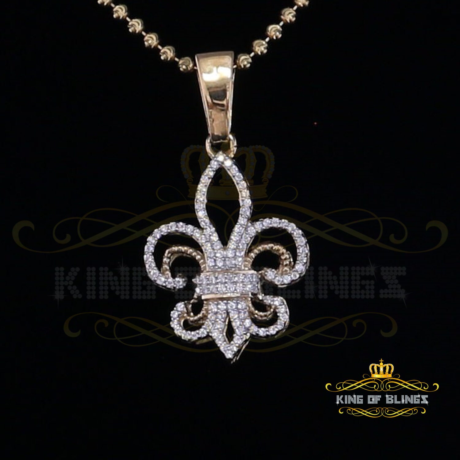 Yellow 925 Sterling Silver Fleur De Lis Pendant With 0.93Ct Cubic Zirconia Stone von kingofblingsDesigns