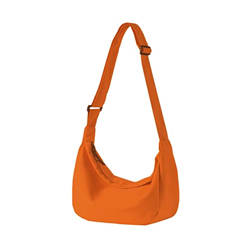 Umhängetasche für Damen und Herren, Dicker Riemen Crossbody Bag Nylon Brusttasche, kleine Gürteltasche mit verstellbarem Riemen, leichte Umhängetasche für Reisen, Wandern, Spazieren, Orange von kingsea