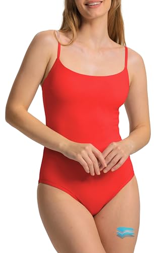 kiniswim Damen One Piece Periode Bademode Period Swimwear Lecksicher Badeanzug Badeanzug für Teen Girls(Rot,M) von kiniswim
