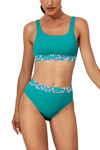 kiniswim Damen Periode Badeanzug Menstruations Zwei Teiliger Bikini Set Leakproof Period Swimwear für Teen Mädchen Blau M von kiniswim