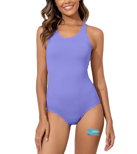 kiniswim Damen Periode Badeanzug Period Swimwear Menstruations Leakproof Einteilig Swimsuit für Teen Mädchen Lila XS von kiniswim