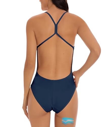 kiniswim Damen Periode Badehose Period Swimwear Menstruations Leakproof Einteilig Badeanzug für Teen Mädchen Navy Blue L von kiniswim