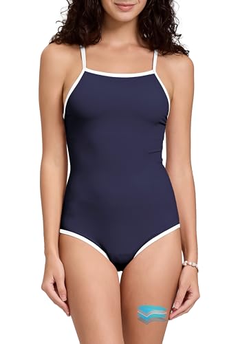 kiniswim Frauen Periode Bademode Period Swimwear EIN Stück leckdichter Badeanzug Racerback Badeanzug für Teen Girls Navy Blue,XXS von kiniswim