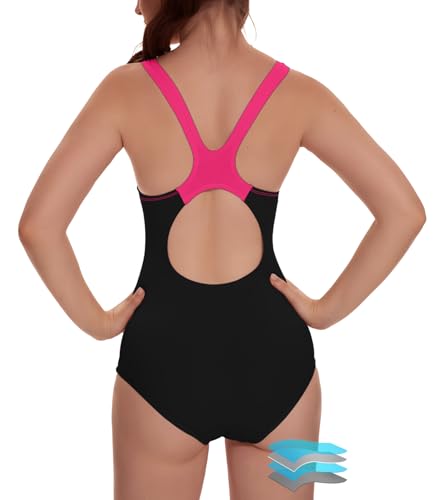 kiniswim Teen Periode Bademode EIN Stück Lecksicher Period Swimwear Racerback Menstruations Badeanzug für Mädchen(Pink,L) von kiniswim