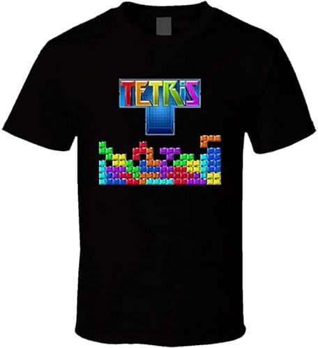 LINGSHI Funny Retro Tetris T-Shirt Black XL von kinkohoboEER