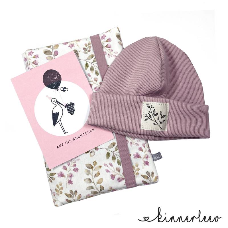 Babygeschenk Wickeltasche + Mütze Blütenzweige Windeltasche Babyparty von kinnerleev