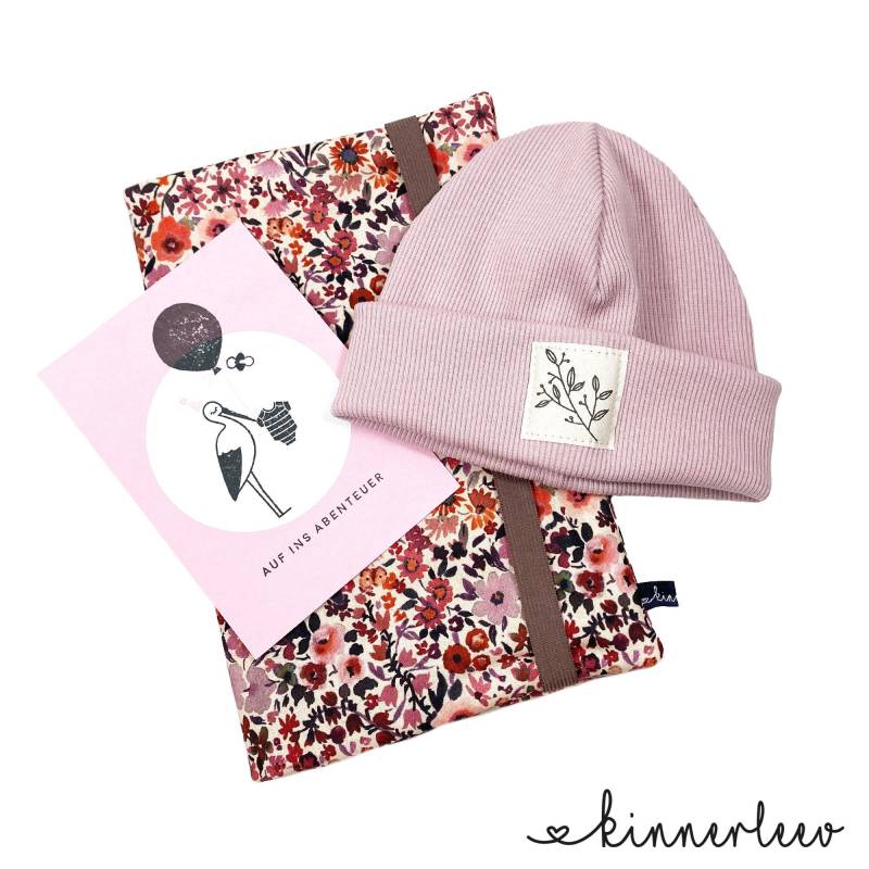 Babygeschenk Wickeltasche + Mütze Blumenwiese Windeltasche Babyparty von kinnerleev