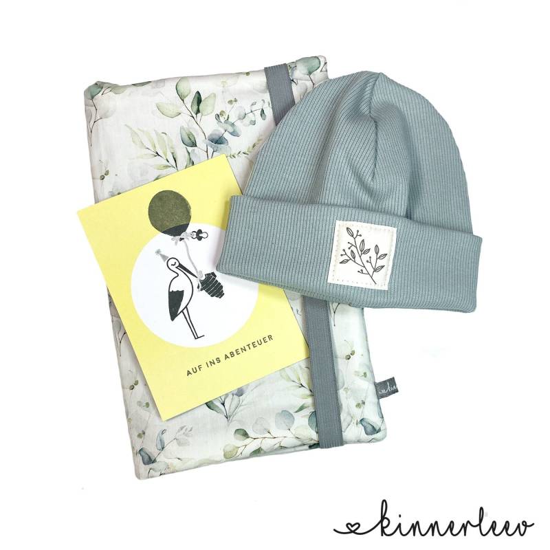 Babygeschenk Wickeltasche + Mütze Eukalyptus Windeltasche Babyparty von kinnerleev