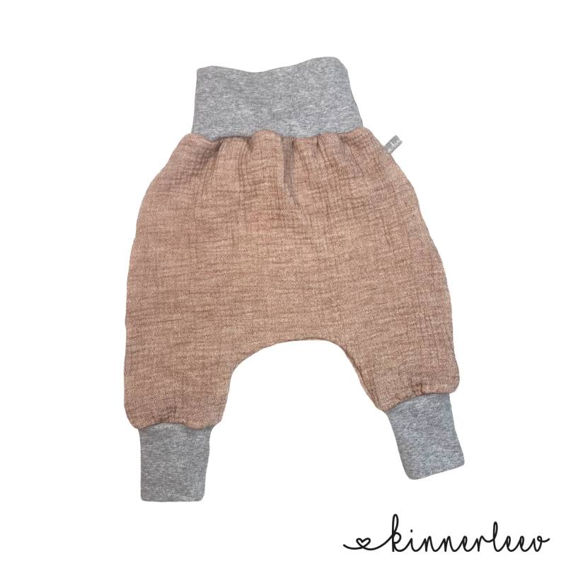 Babyhose Musselin Hellbraun-Meliert Pumphose Sommerhose von kinnerleev