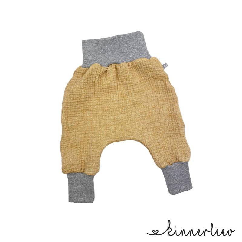 Babyhose Musselin Senfgelb-Meliert Pumphose, Sommerhose von kinnerleev
