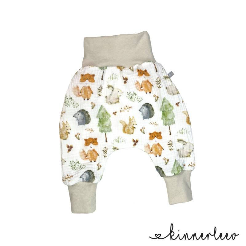 Babyhose Musselin Waldtiere Sommerhose Pumphose Junge Mädchen von kinnerleev