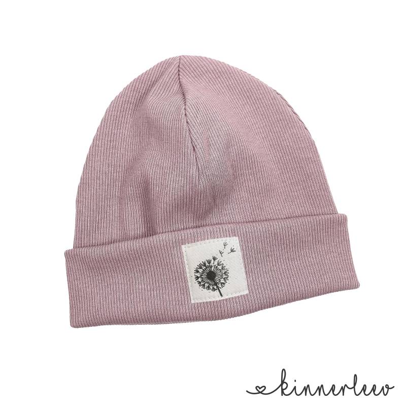 Beanie Mütze Altrosa Rib Pusteblume Hipster Baby Kinder Mädchen von kinnerleev