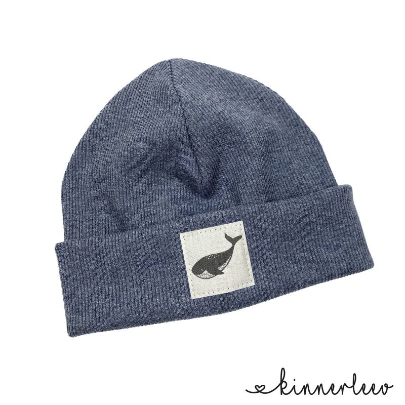 Beanie Mütze Blau-Meliert Rib Wal Hipster Baby Kinder Mädchen Junge von kinnerleev