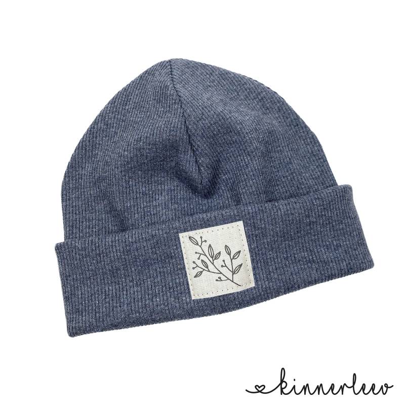 Beanie Mütze Blau-Meliert Rib Zweig Hipster Baby Kinder Mädchen Junge von kinnerleev