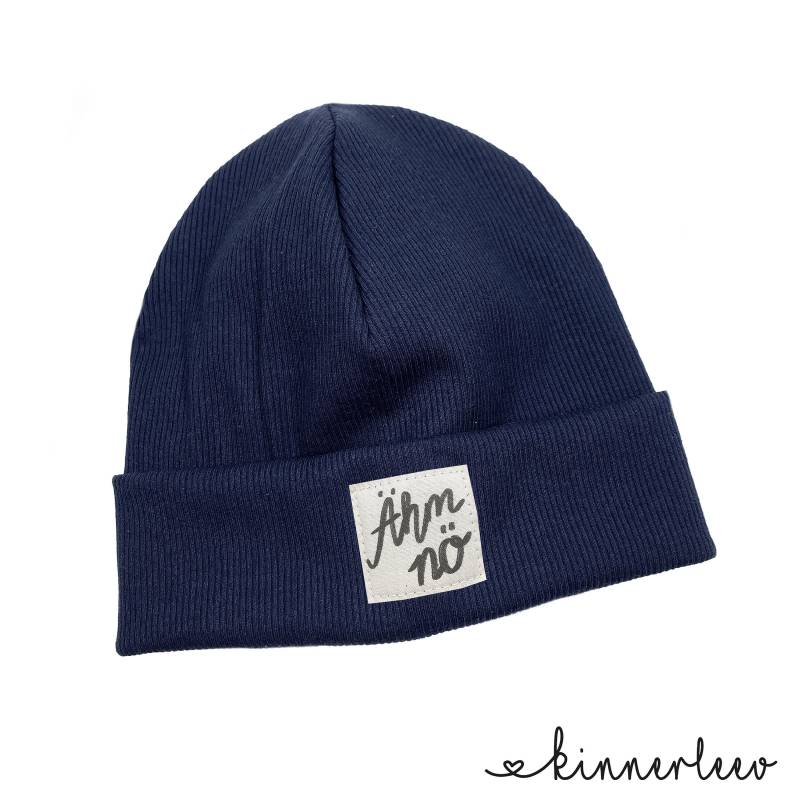 Beanie Mütze Dunkelblau Rib Ähm Nö Hipster Baby Kinder Mädchen Junge von kinnerleev