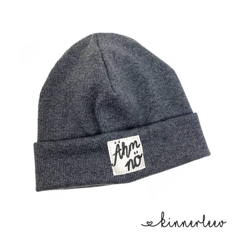 Beanie Mütze Dunkelgrau-Meliert Rib Ähm Nö Hipster Baby Kinder Mädchen Junge von kinnerleev