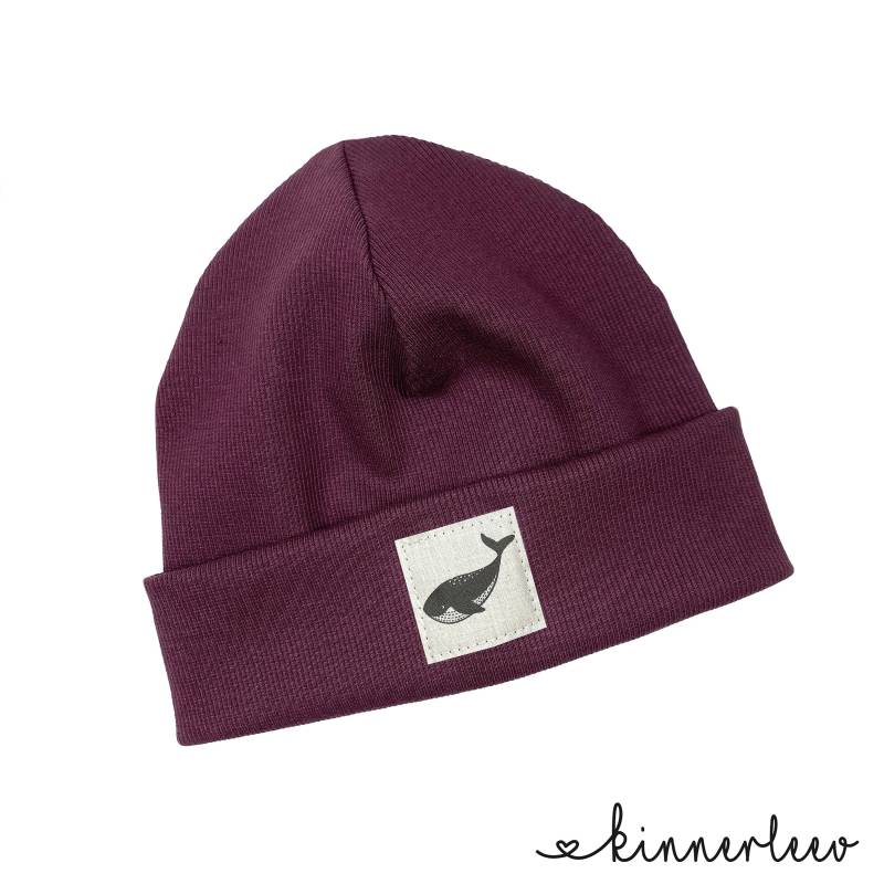 Beanie Mütze Dunkle Beere Rib Wal Hipster Baby Kinder Mädchen Junge von kinnerleev
