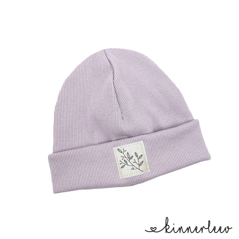Beanie Mütze Flieder Rib Zweig Hipster Baby Kinder Mädchen von kinnerleev
