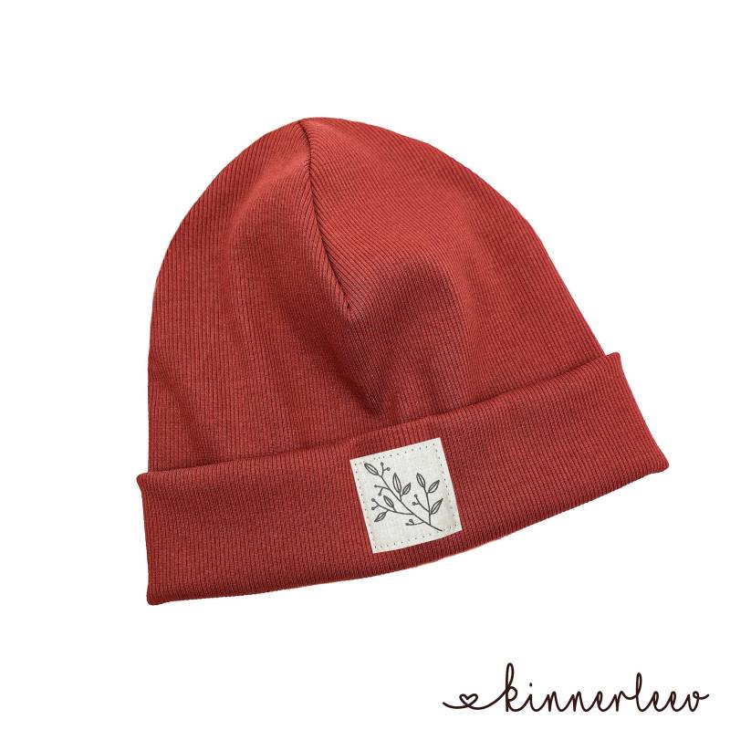 Beanie Mütze Fuchsrot Rib Zweig Hipster Baby Kinder Mädchen Junge von kinnerleev