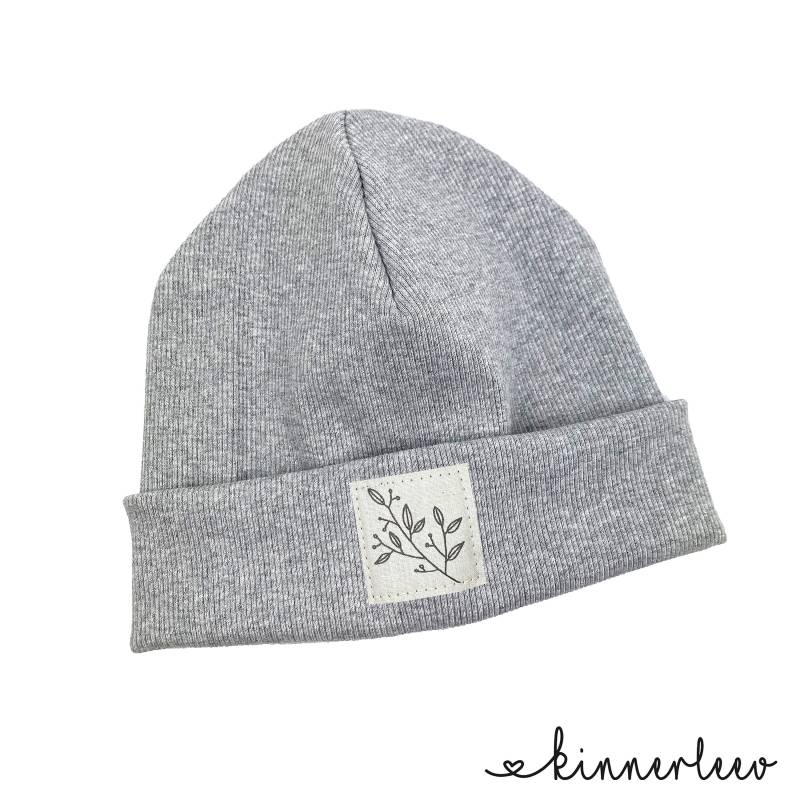 Beanie Mütze Grau-Meliert Rib Zweig Hipster Baby Kinder Mädchen Junge von kinnerleev