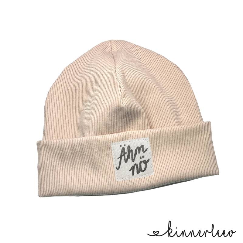 Beanie Mütze Hellbeige Rib Ähm Nö Hipster Baby Kinder Mädchen Junge von kinnerleev
