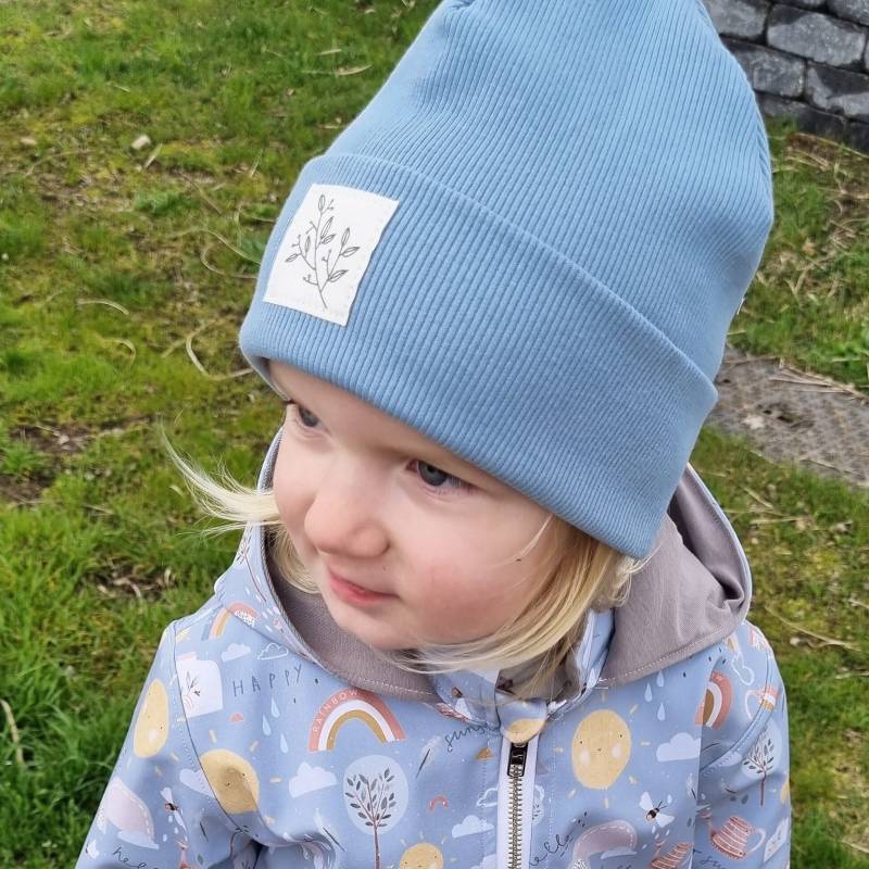 Beanie Mütze Hellblau Rib Zweig Hipster Baby Kinder Mädchen Junge von kinnerleev