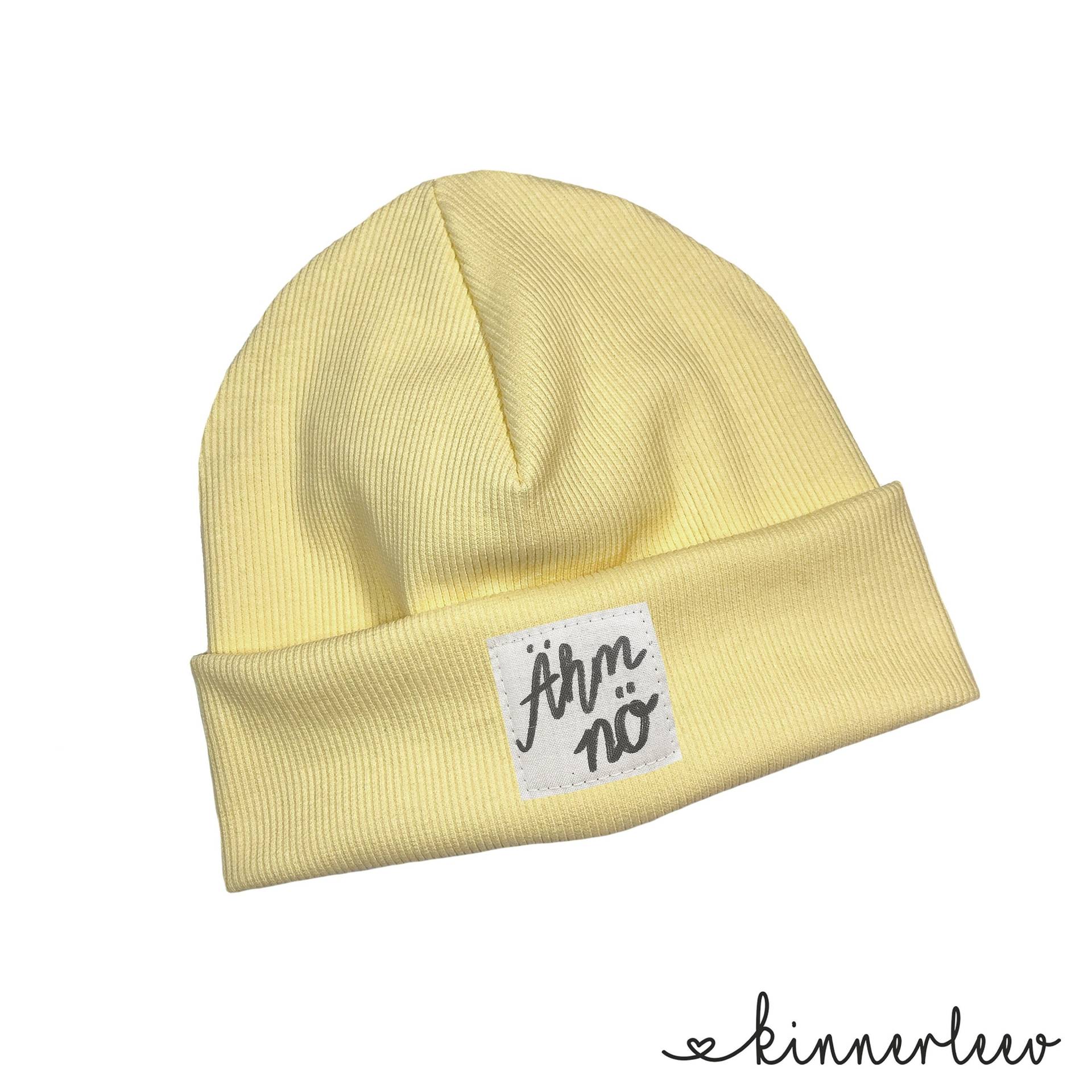 Beanie Mütze Hellgelb Rib Ähm Nö Hipster Baby Kinder Mädchen Junge von kinnerleev