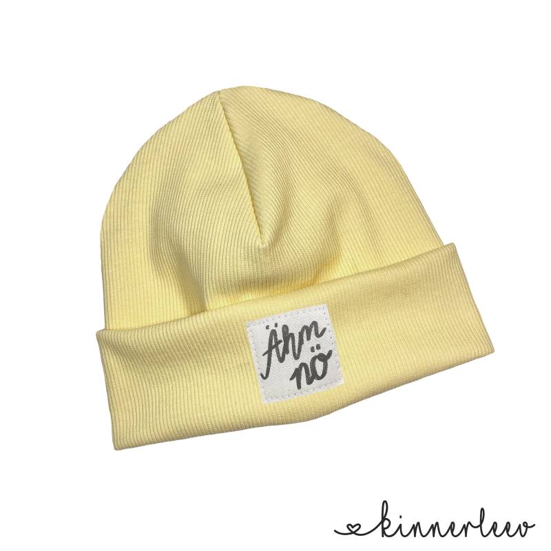 Beanie Mütze Hellgelb Rib Ähm Nö Hipster Baby Kinder Mädchen Junge von kinnerleev