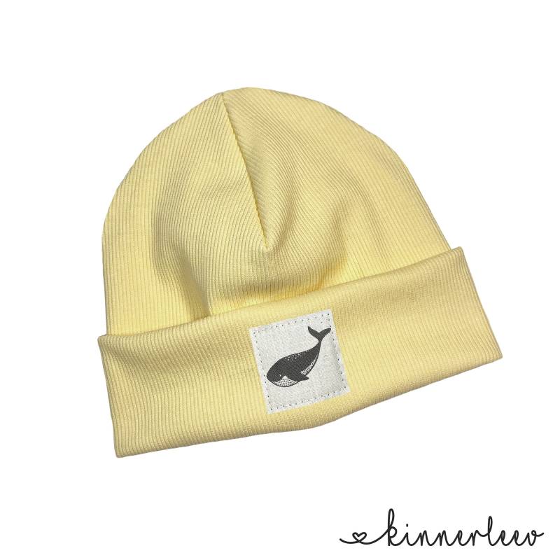 Beanie Mütze Hellgelb Rib Wal Hipster Baby Kinder Mädchen Junge von kinnerleev