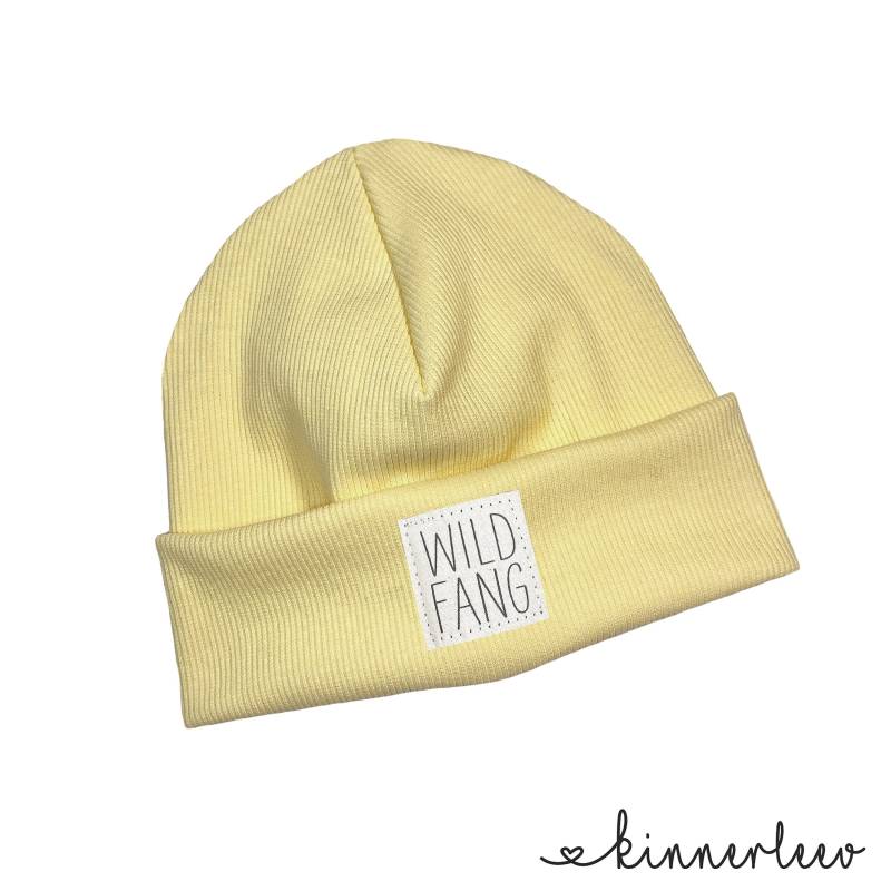 Beanie Mütze Hellgelb Rib Wildfang Hipster Baby Kinder Mädchen Junge von kinnerleev