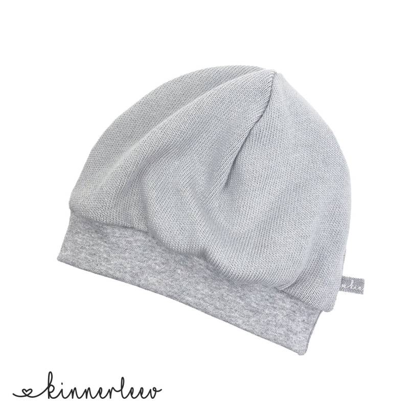 Beanie Mütze Hellgrau Strick Baby Kinder Junge Mädchen von kinnerleev
