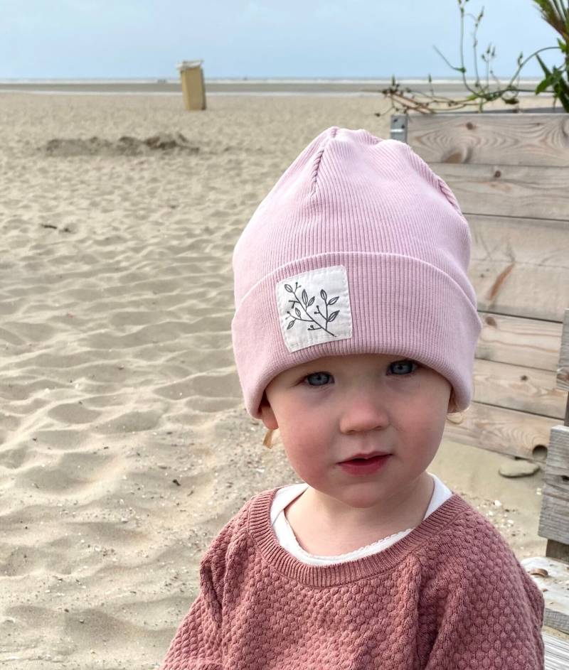 Beanie Mütze Hellrosa Rib Zweig Hipster Baby Kinder Mädchen von kinnerleev