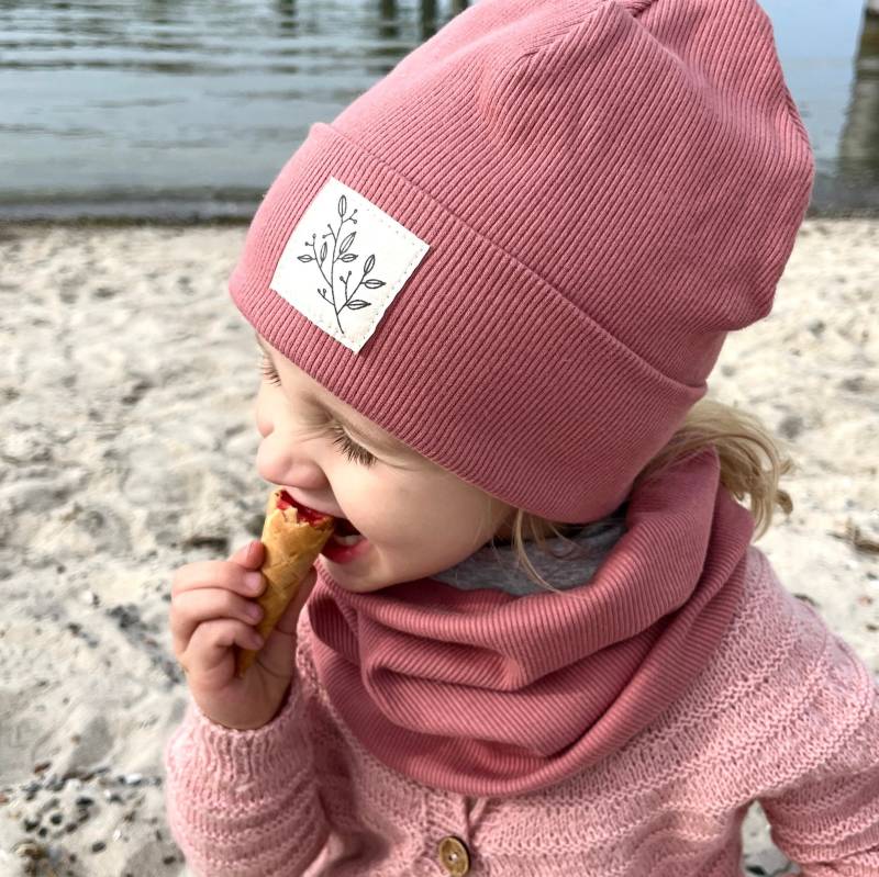 Beanie Mütze Himbeere Rib Zweig Hipster Baby Kinder Mädchen von kinnerleev