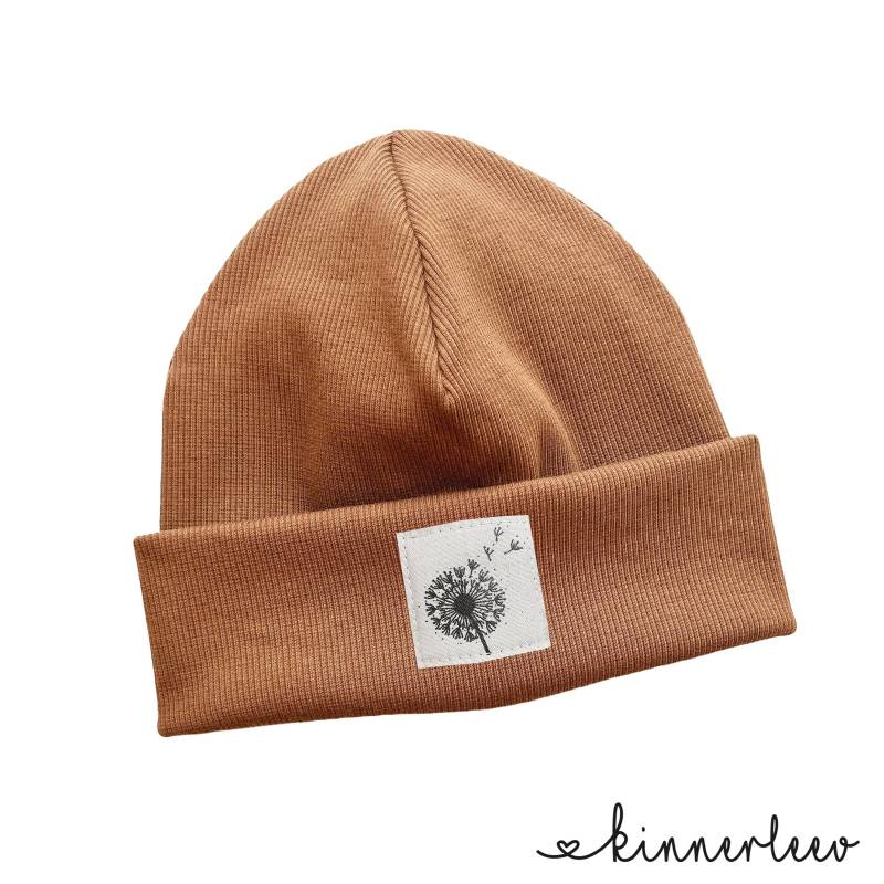Beanie Mütze Karamell Rib Pusteblume Hipster Baby Kinder Mädchen Junge von kinnerleev