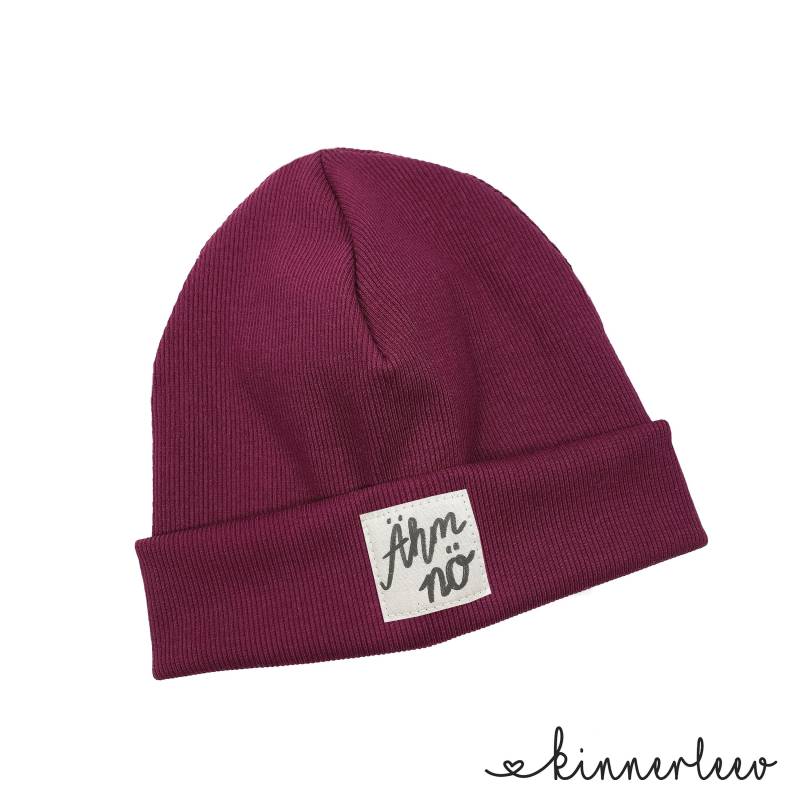 Beanie Mütze Kirschrot Rib Ähm Nö Hipster Baby Kinder Mädchen Junge von kinnerleev