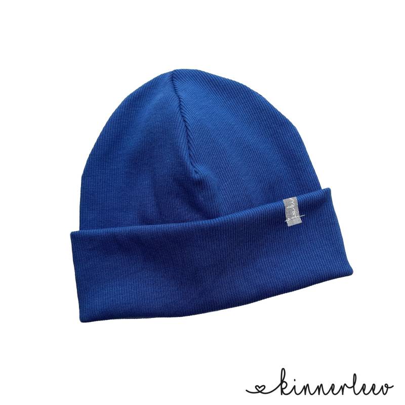 Beanie Mütze Knallblau Rib Hipster Baby Kinder Mädchen Junge von kinnerleev