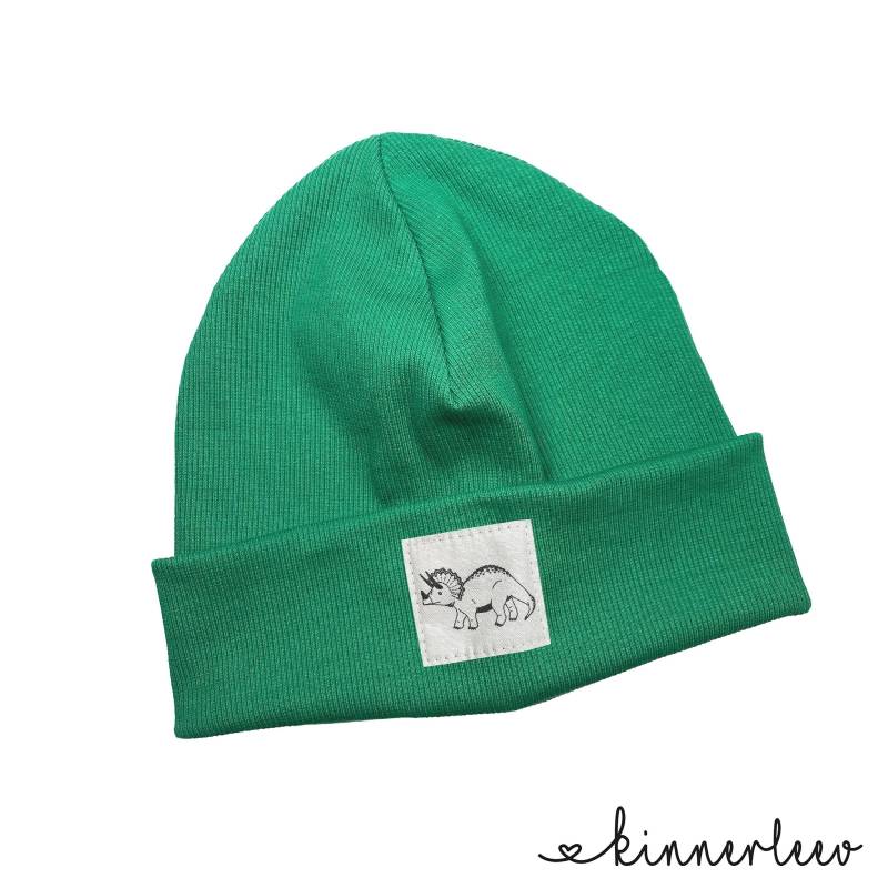 Beanie Mütze Knallgrün Rib Dinosaurier Hipster Baby Kinder Mädchen Junge Triceratops von kinnerleev