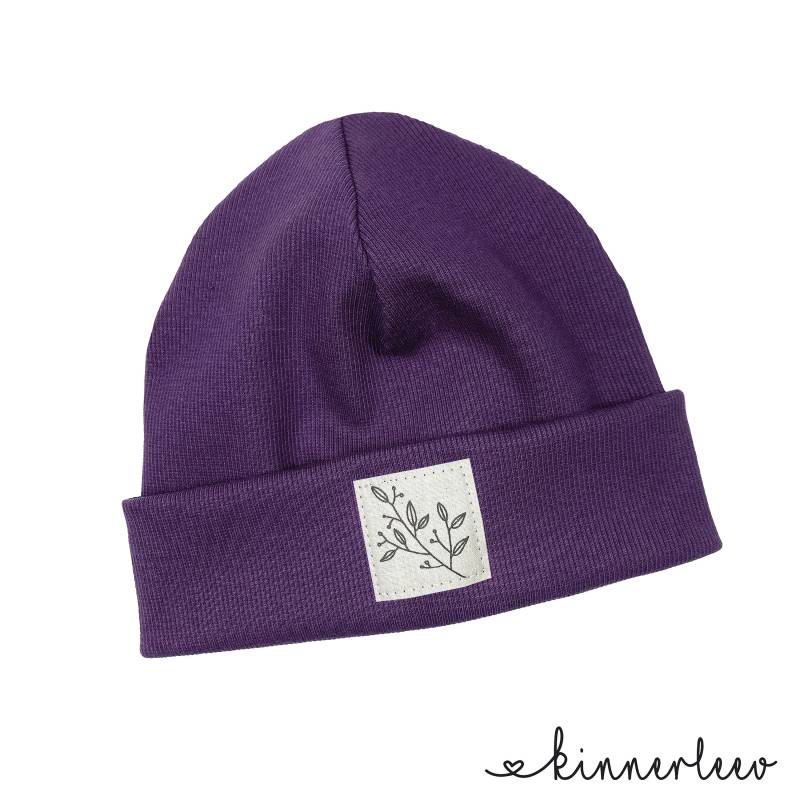 Beanie Mütze Lila Rib Zweig Hipster Baby Kinder Mädchen Junge von kinnerleev